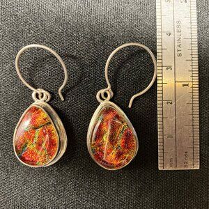 Dichroic Glass and Sterling Silver Earrings